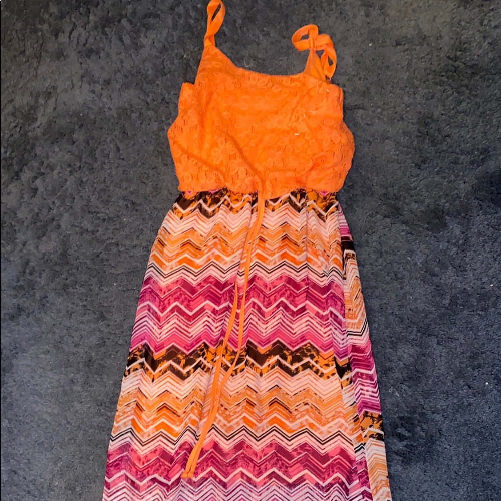 Faded Glory Orange and Pink Maxi Dress